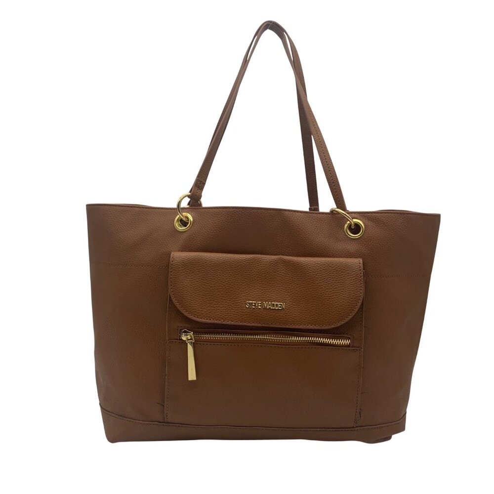 Steven Madden Brown Faux Leather Large Tote Set